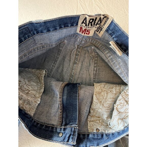 ARIAT M5 Mens Size 40W 34L Denim Blue Jean Slim Bootcut Thrash Distressed Grunge - Picture 6 of 16